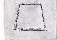 Type II.2a. Single-course quadrate enclosure composed of upright blocky stones; a reconstruction of the basal structural elements (drawn by Kleo Belay)